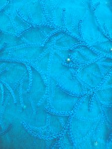 Dark Sky Blue Net Cloth With Pearls