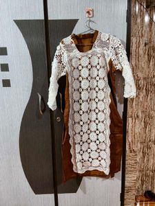 Elegant Brown & White Kurta