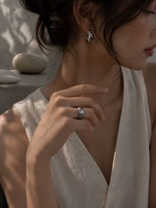 Unisex Geometric Faceted Gunmetal Ring