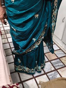 Elegant Teal Embroidered Saree