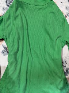 y2k green Ruched Button-Up Top