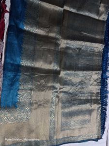 Elegant Teal & Gold Saree