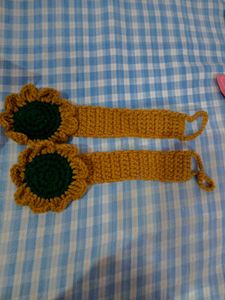 Handmade Crochet sunflower curtain ties
