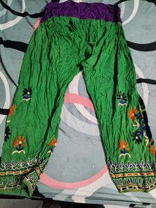 Embroidered Green Palazzos