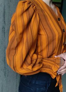 musturad yellow with geometric printed top