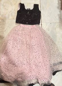 Sparkling Pink &amp; Black Lehenga Choli Set