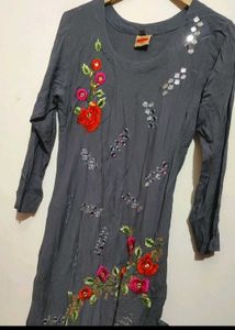 Charcoal Grey Anarkali Kurti For 38 Bust