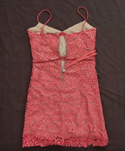 Mango Coral Lace Mini Dress