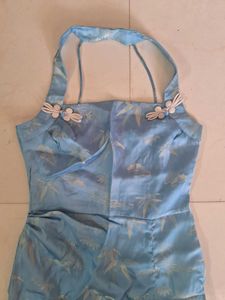 Beautiful Blue Floral Print Dress