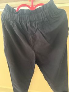 Chic Navy Paperbag Waist Pants with Bow Accent