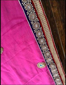 Stunning Rose Pink Embroidered Saree