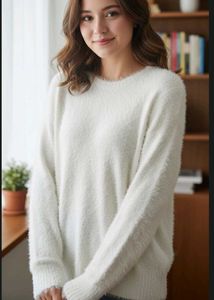 Fluffy White Sweater