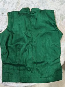 Bottle Green Mirror Work Blouse
