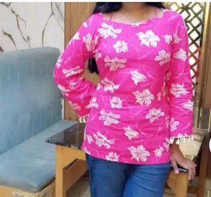 Vibrant Pink Floral Print Kurta
