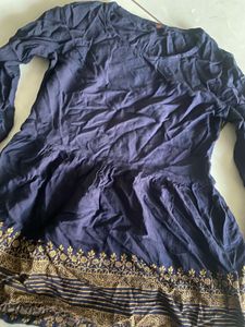 Blue Kurta with Golden Print