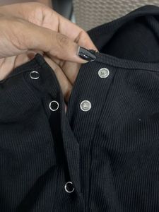 Classic Black Button-Up T-Shirt