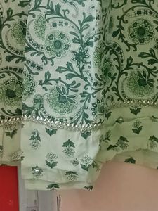 Blue Floral print kurti set with dupatta