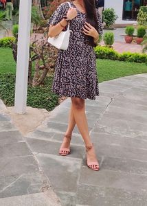 Black Floral Print Dress