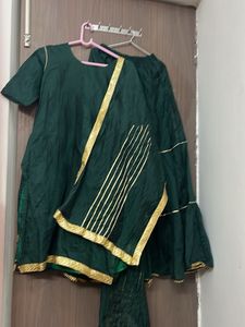 Elegant Green &amp; Gold Sharara Suit
