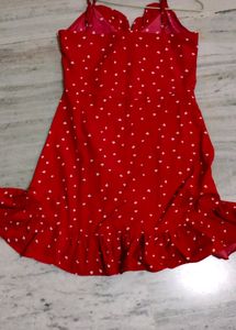 Red Heart Print One Piece Dress