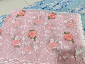 Pink Embroidered Kurta Set with dupatta ( unstitch