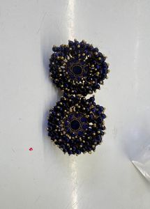 Designer Blue Beaded Jhumka Earrings