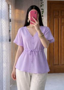 Cute Lavender Cinched Waist Top