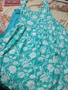 Elegant Teal Floral Kurta Set with Dupatta