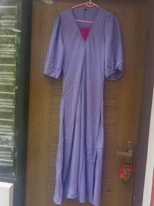 Lavender V-Neck Midi Dress