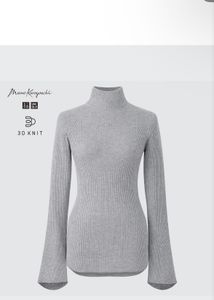 Grey Ribbed Bell Sleeve Mock Neck Top