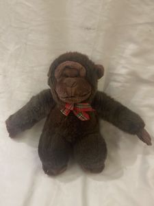 Adorable Plush Monkey with Plaid Bow