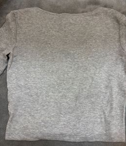 Gray Long Sleeve V-Neck Tee