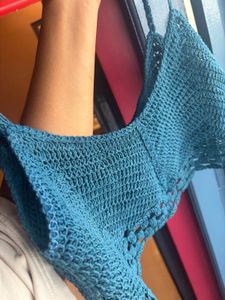Teal Crochet Crop Top