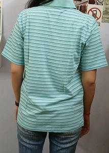 Blue striped polo T-shirt