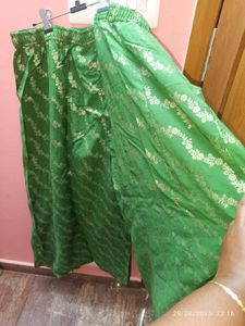 Free Size Green Full Flared Palazzos