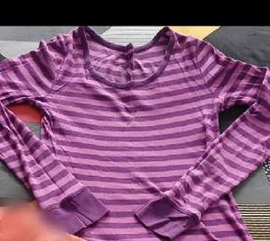 Purple Long Sleeve T-Shirt & Green Stripped top