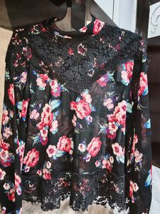 Floral Lace Sheer Blouse