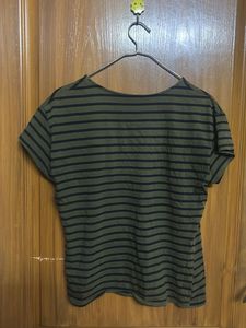 Striped T-Shirt with Lace Detail