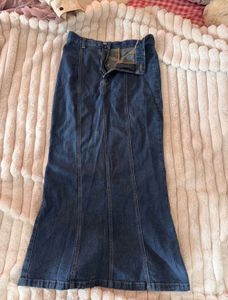 dark washed Long Denim Skirt