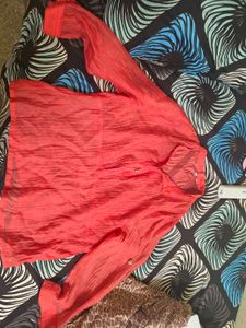 Sheer Coral Button-Up Top