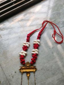 HANDMADE BENGALI  Red &amp; White Shell Necklace &amp;