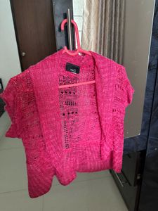 Chic Pink Open Front Knit Cardigan