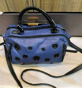 Blue Handbag with Eyelet Detail