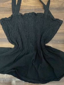 Black Smocked Camisole Top