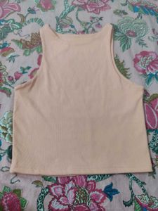 Peach Ribbed Cropped Tank Top