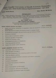 Physiology Exam Paper - RGUHS 2015