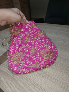 Pink Embellished Potli Bag