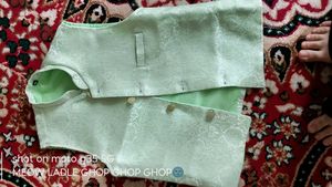Boys Mint Green Kurta Set with Waistcoat