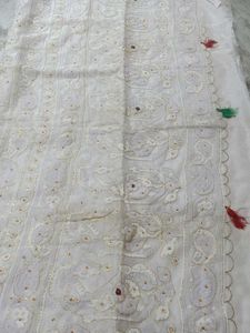 Elegant White Chikankari Saree