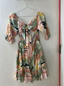Abstract Print Off-Shoulder Dress